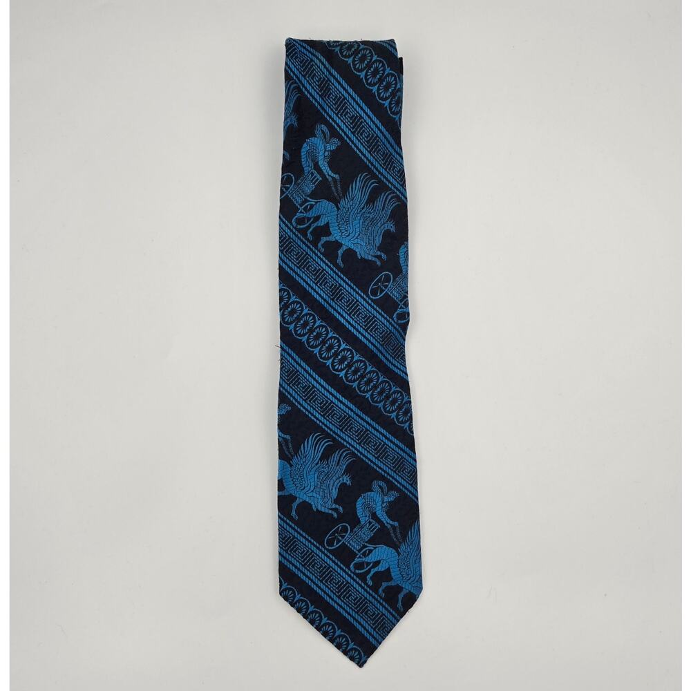 Villa Di Oro Mythological Creature Chariot Race Tie Silk Polyester Made in Italy